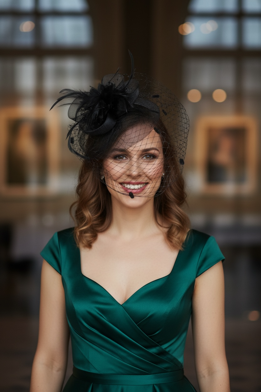 Women's Elegant Solid Color Flower Big Eaves Fedora Hat Fascinator Hats