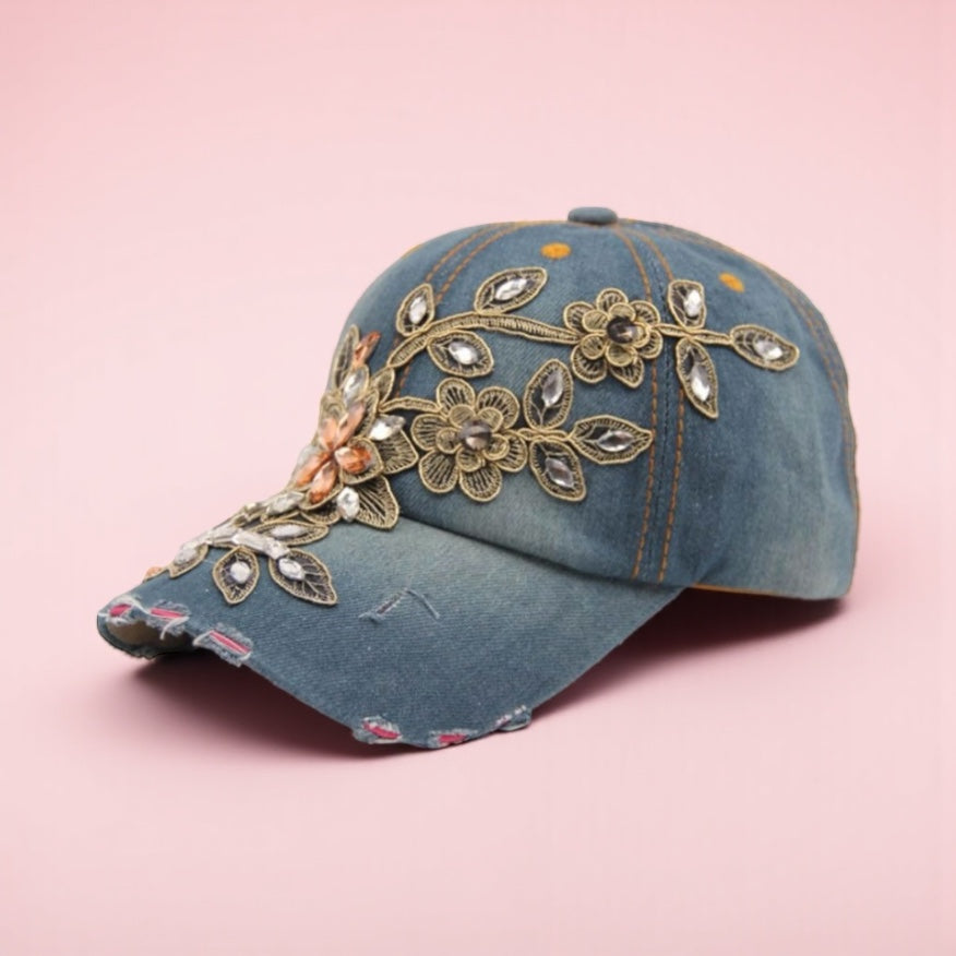 Solid Color Rhinestone Baseball Cap