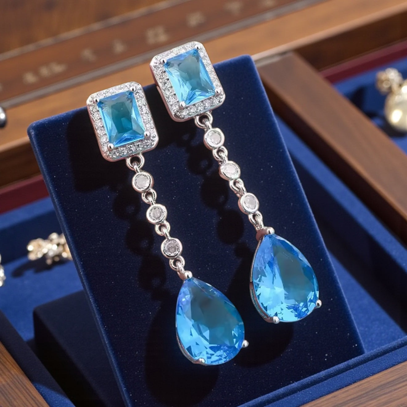 Blue Crystal Earrings