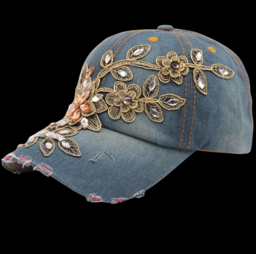 Solid Color Rhinestone Baseball Cap