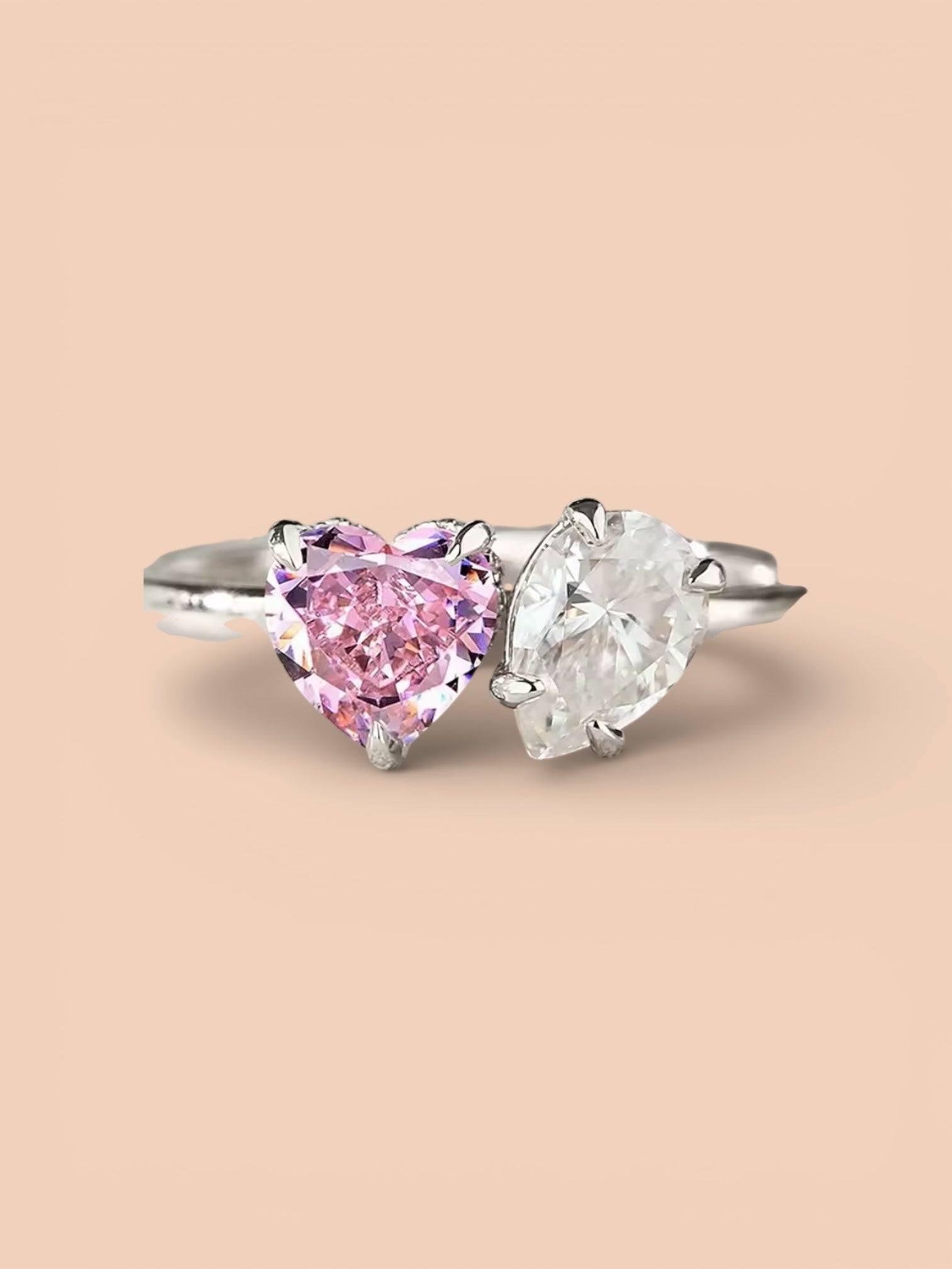 925 Sterling Silver gorgeous Water Drop Heart Ring