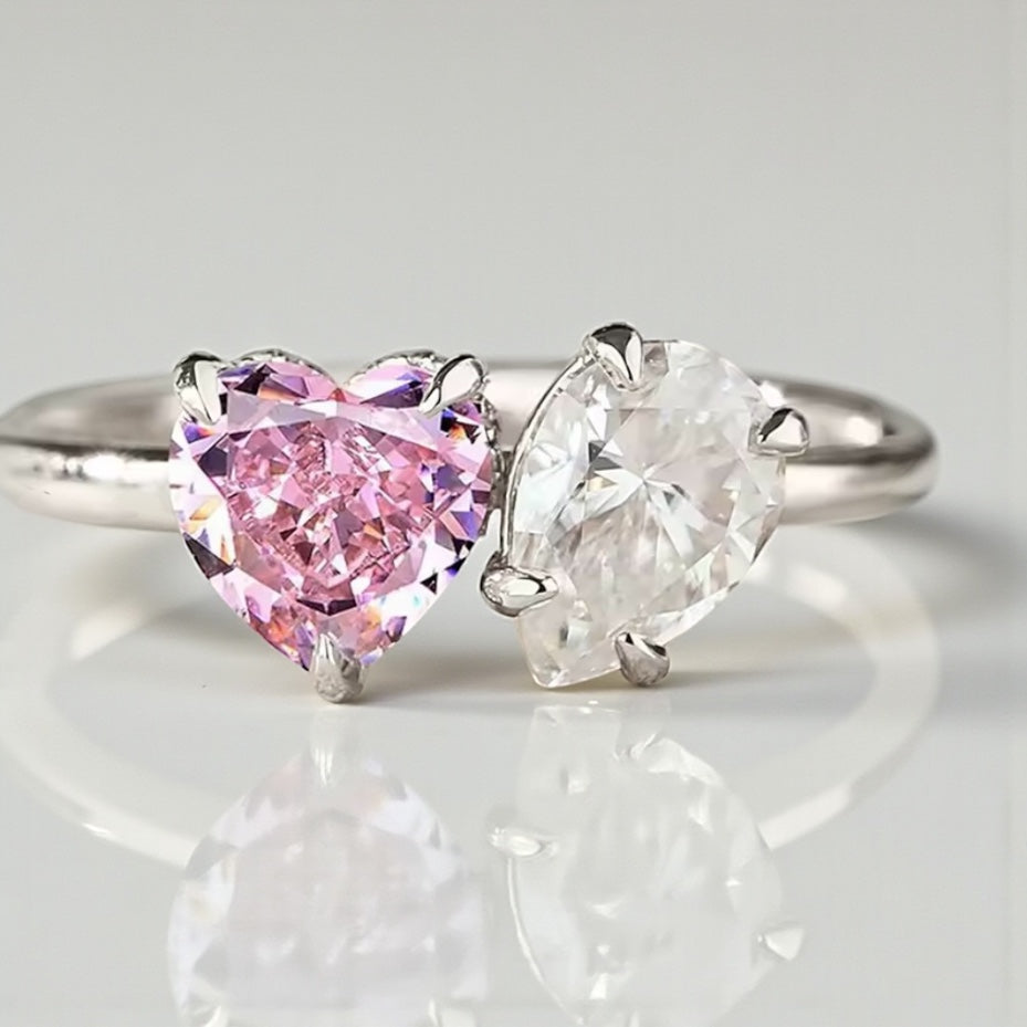 925 Sterling Silver gorgeous Water Drop Heart Ring
