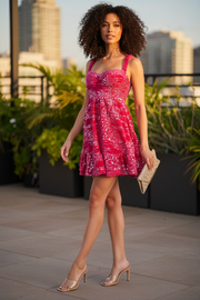 WOMEN'S SLEEVELESS FIT & FLARE SEQUINS MINI DRESS