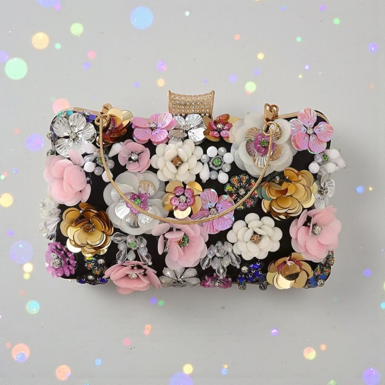Flower Square Clutch Evening Bag