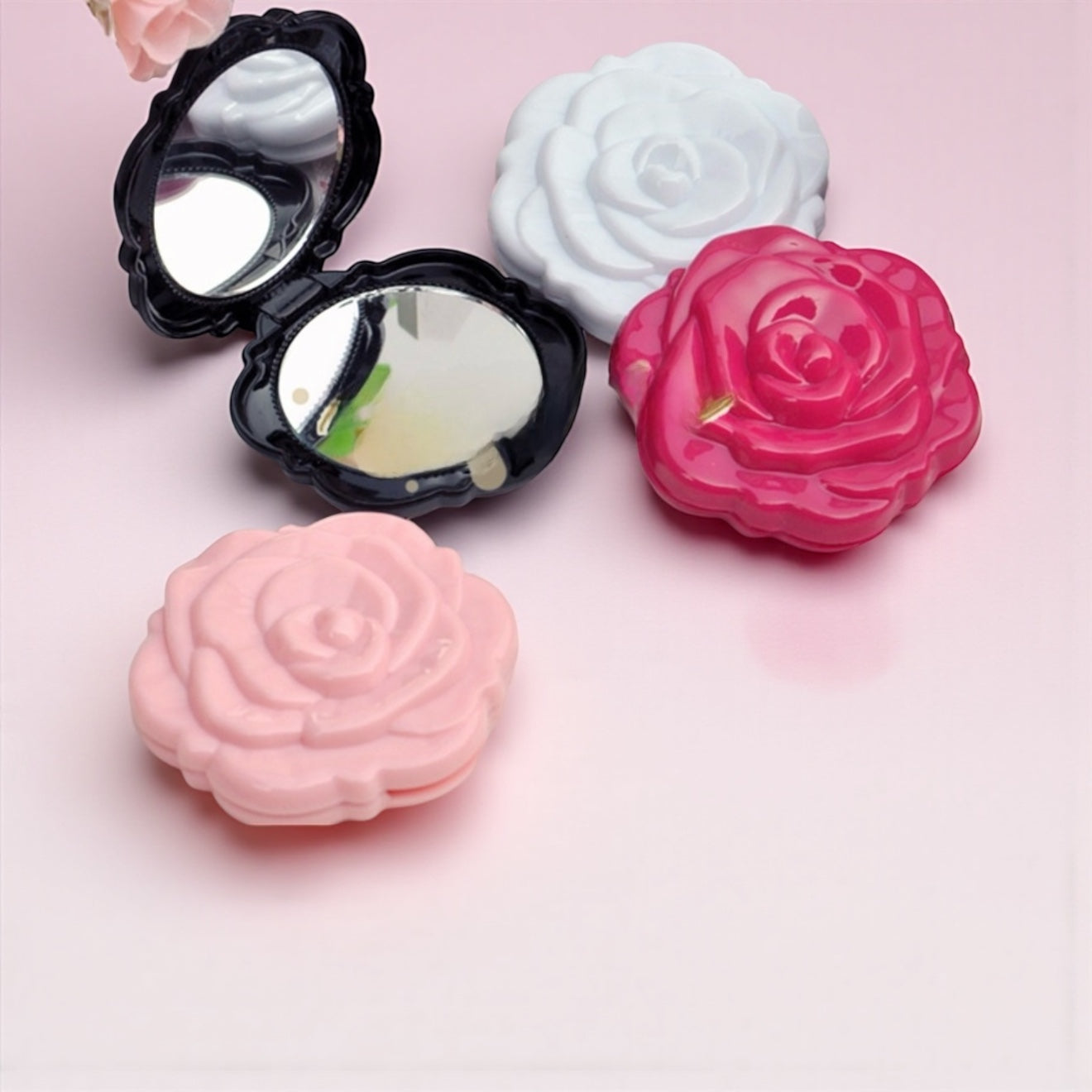 Rose Flower Mirror Rose Carving Makeup Tools Portable Double-Sided Makeup Mirror