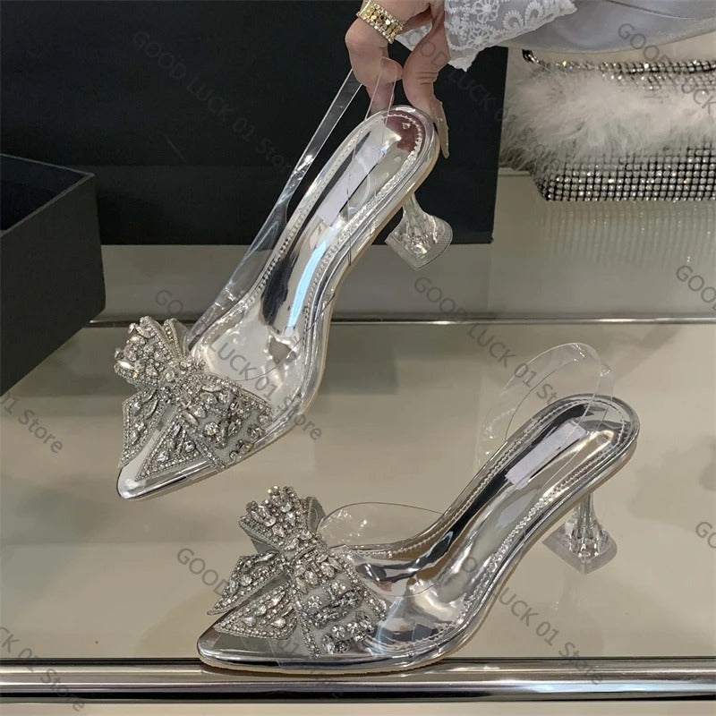 Crystal Bow Cinderella Heels