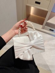 Pearl Bloom Satin Handbag