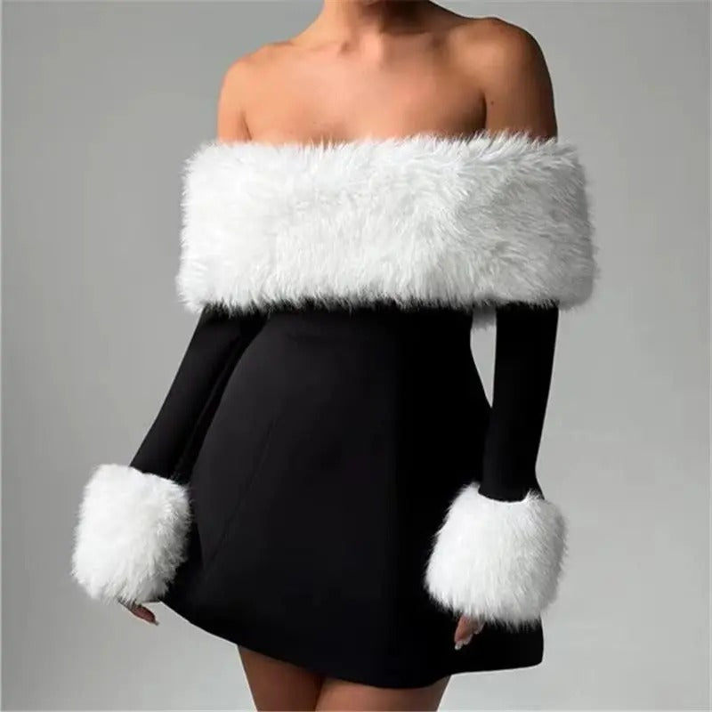 Winter Royale Fur Mini Dress
