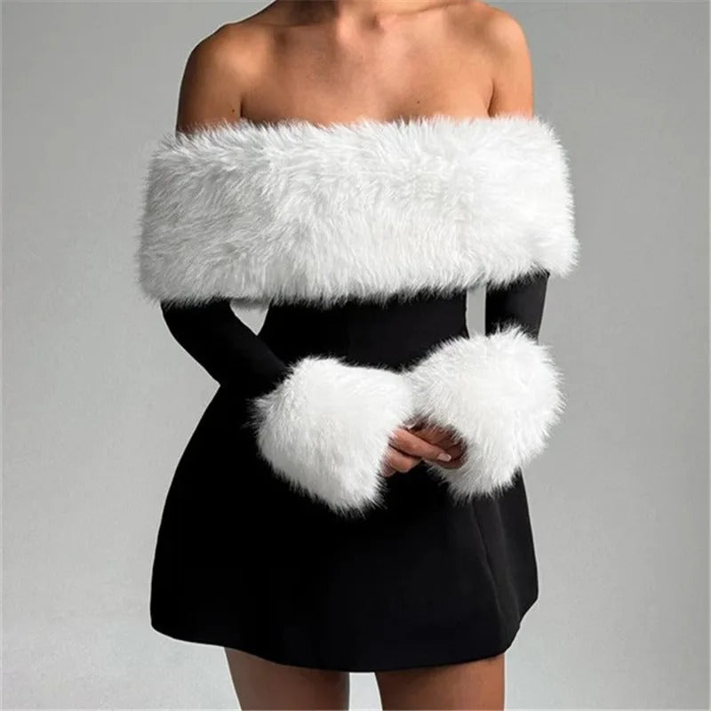 Winter Royale Fur Mini Dress