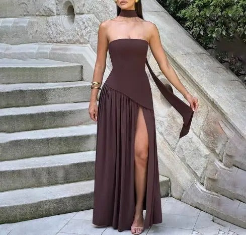 Monochrome Couture Slit Gown