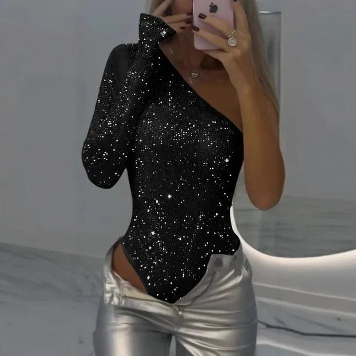 Galaxy Luxe One-Shoulder Bodysuit