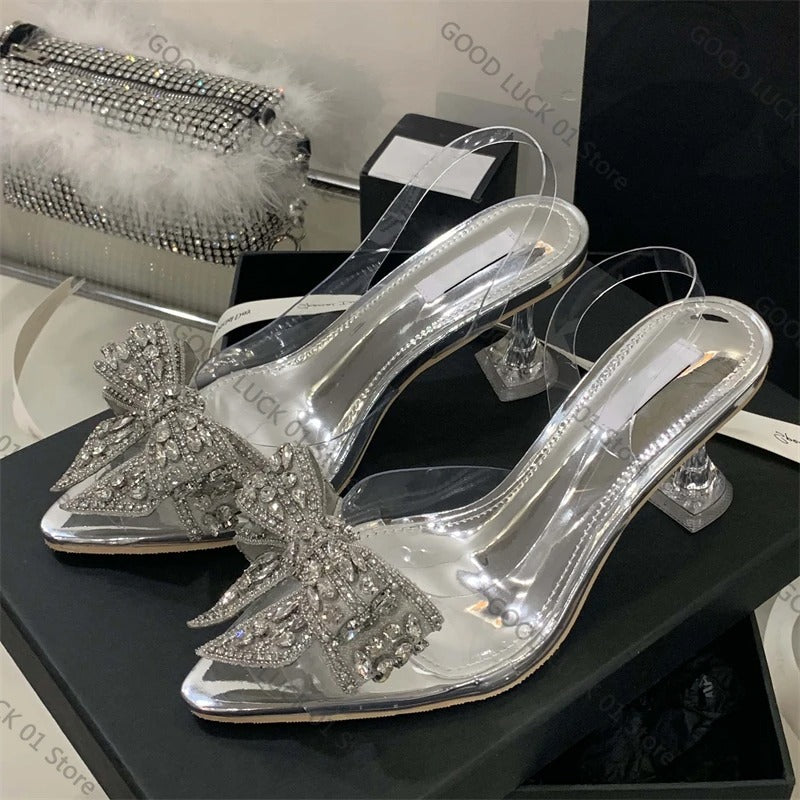 Crystal Bow Cinderella Heels