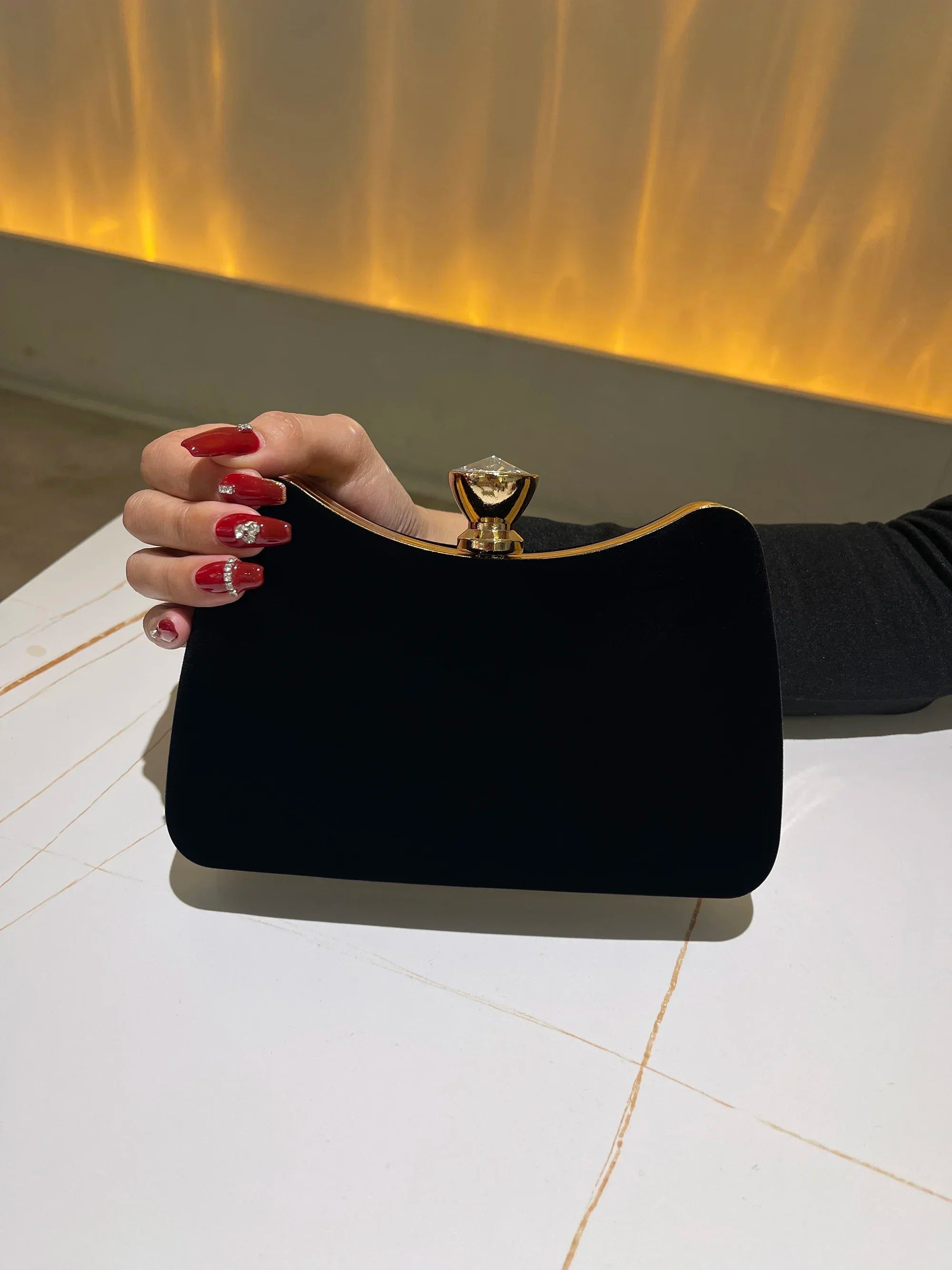 Royal Noir Velvet Clutch