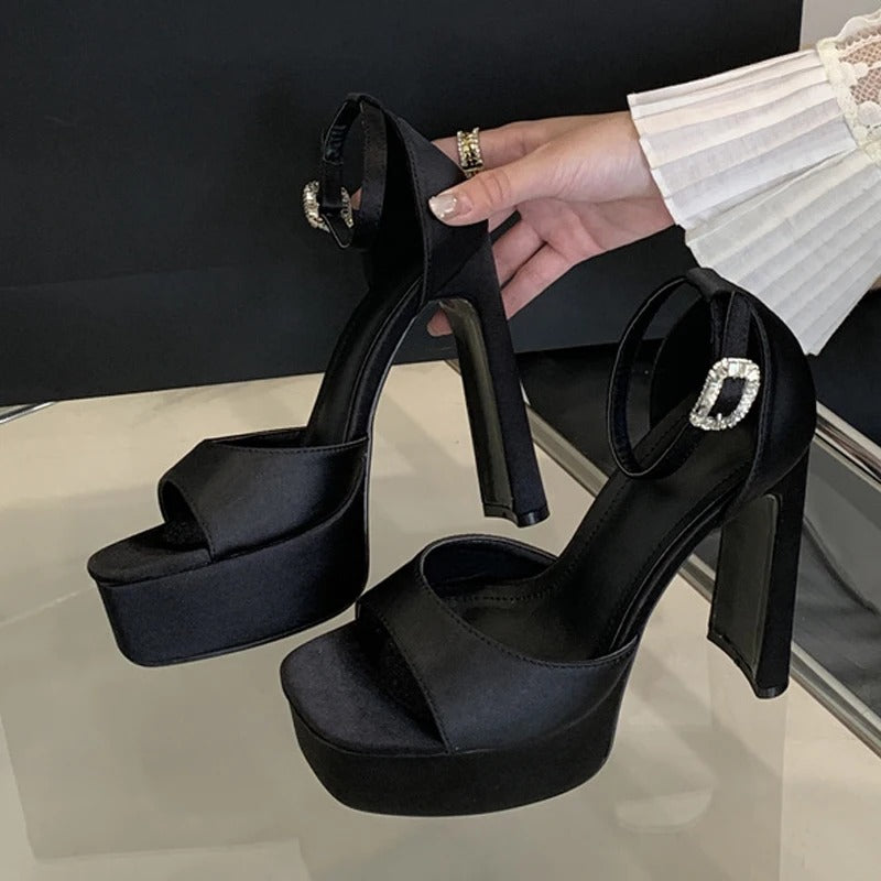 Velvet Noir Platform Heels
