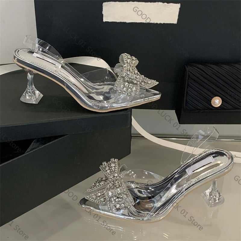 Crystal Bow Cinderella Heels