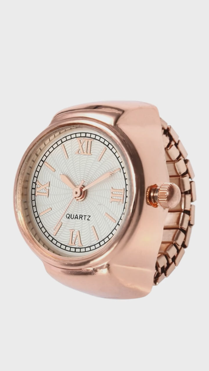 Load video: Round Single Folding Buckle Ring Table Quartz Women's Watches
