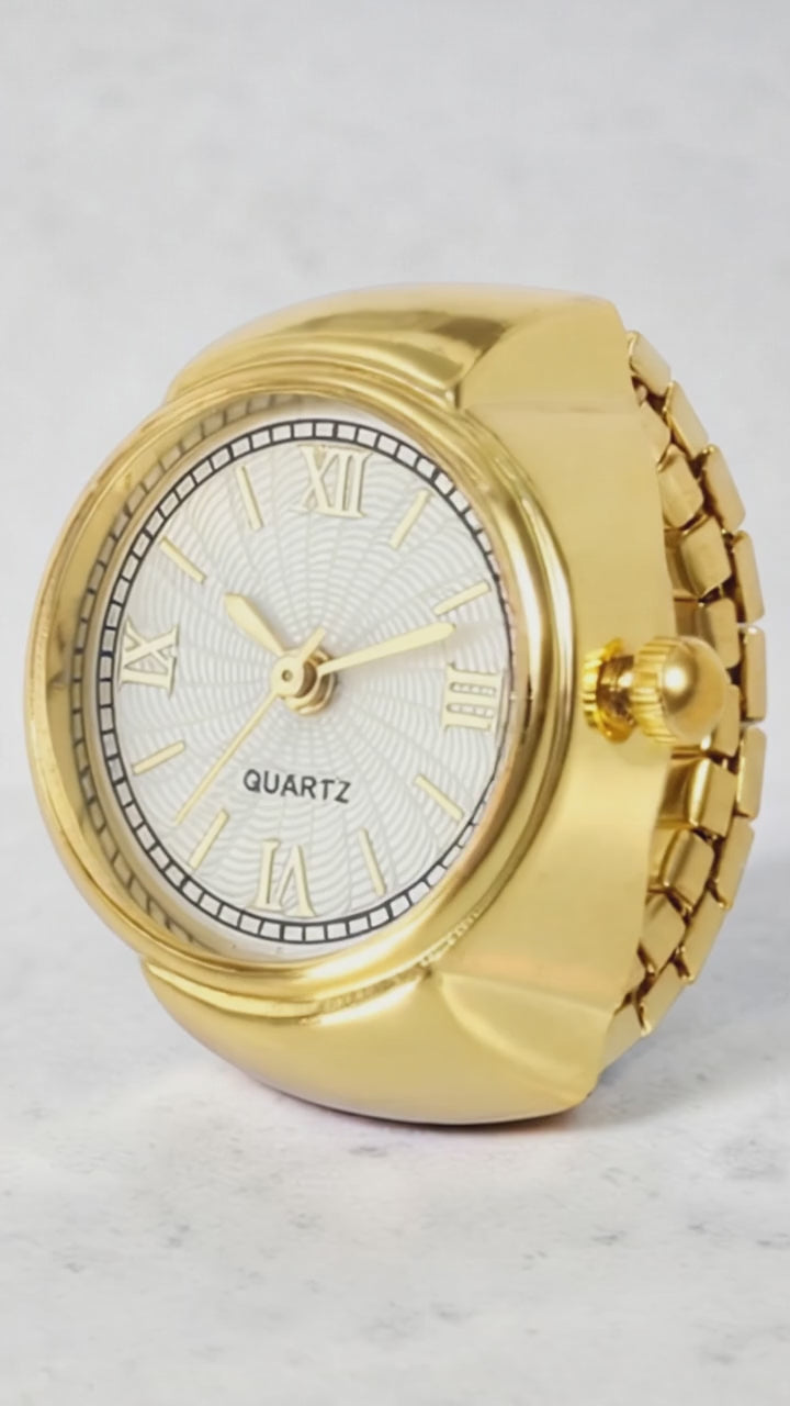 Load video: Round Single Folding Buckle Ring Table Quartz Women's Watches